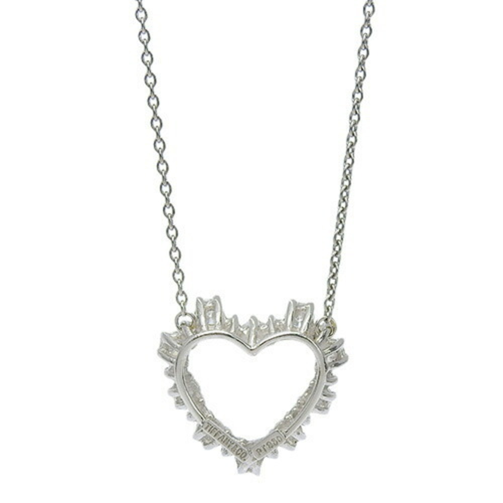TIFFANY Co Diamond Heart Necklace Platinum Silver